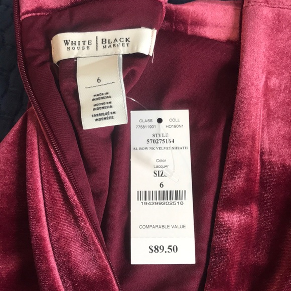NWT WHBM Red Velvet Sheath Dress, Size 6 - Picture 3 of 3